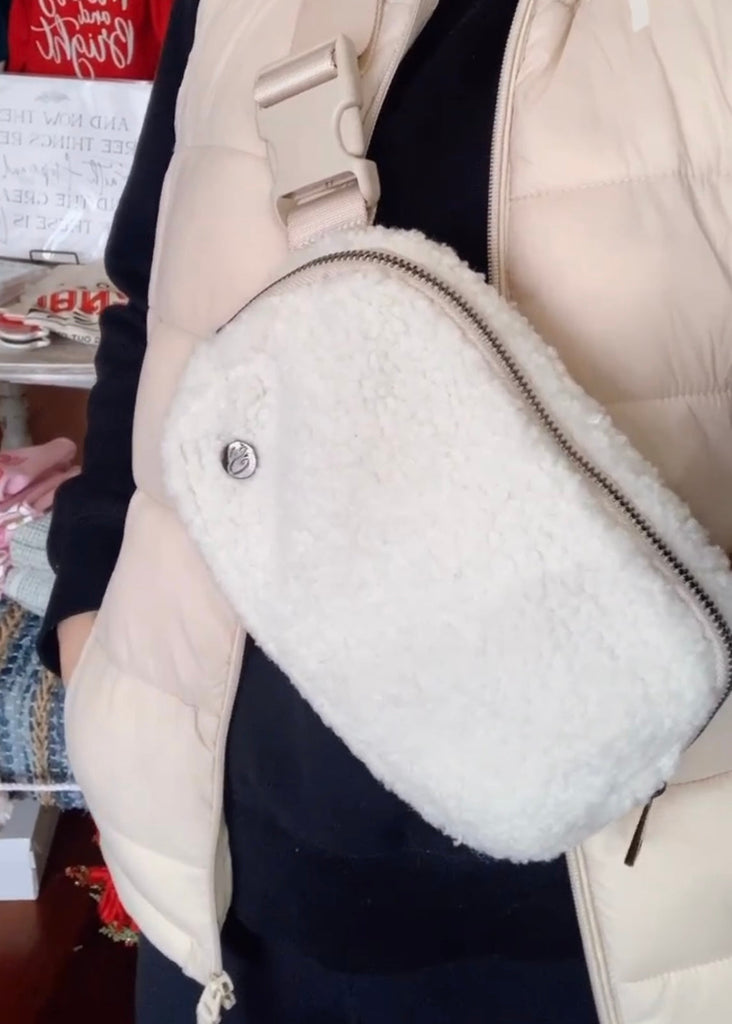 Cream Sherpa Sling Bag-Carolyn Jane's Jewelry