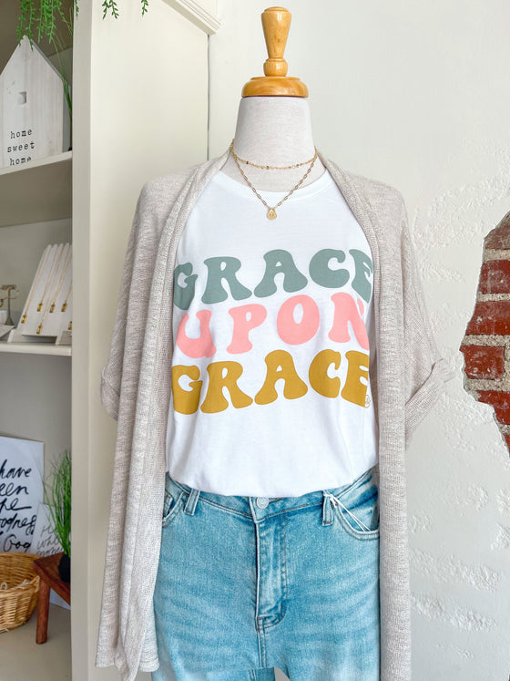 Grace Upon Grace White Graphic T-Shirt-T-Shirt-Carolyn Jane's Jewelry
