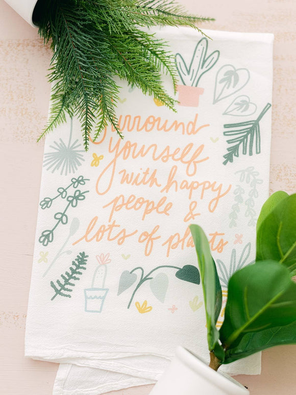 Happy People & Lots of Plants Flour Sack Kitchen Towel-Carolyn Jane's Jewelry