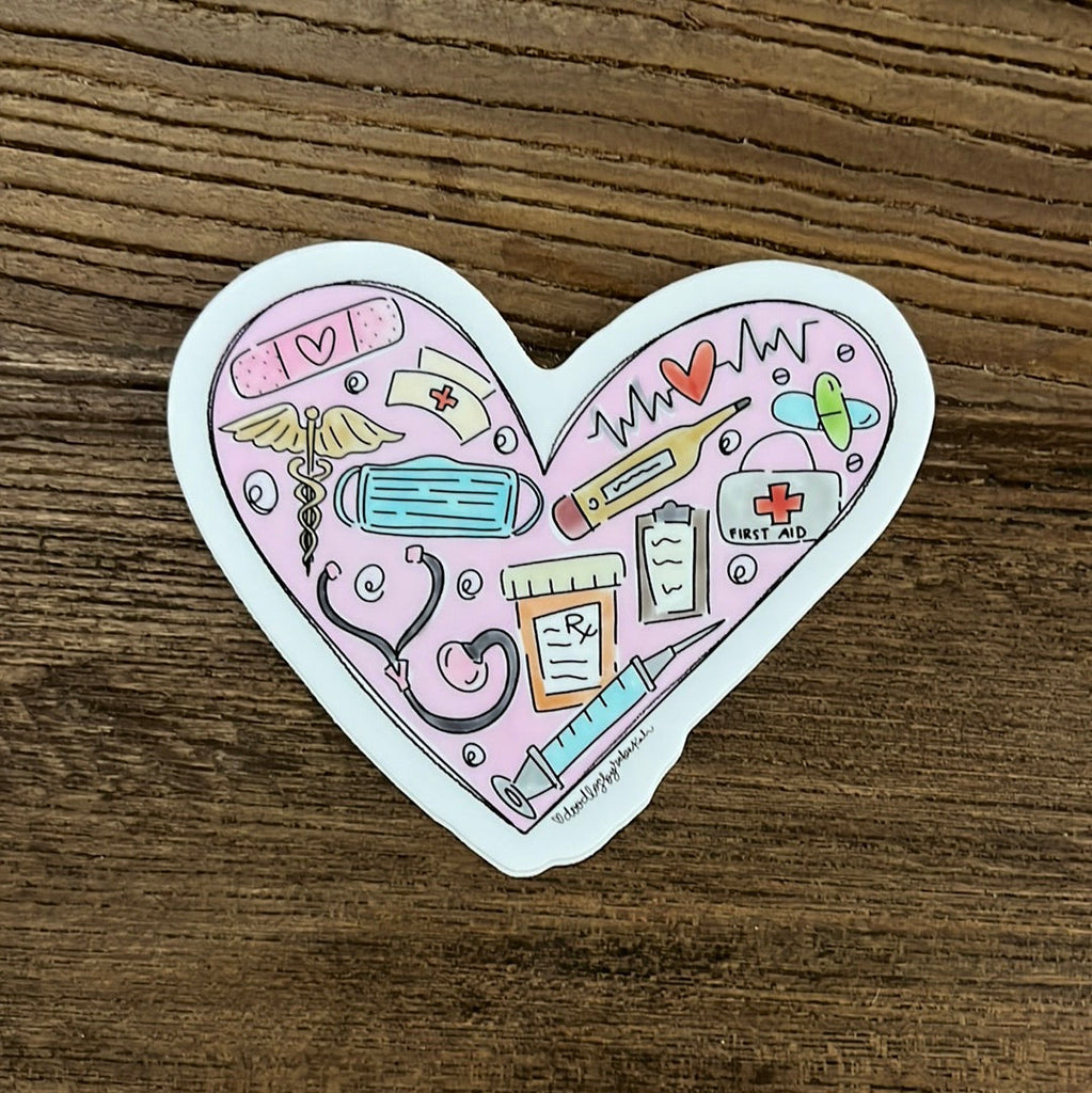 Heart Nurse Sticker-Vinyl Sticker-Carolyn Jane's Jewelry