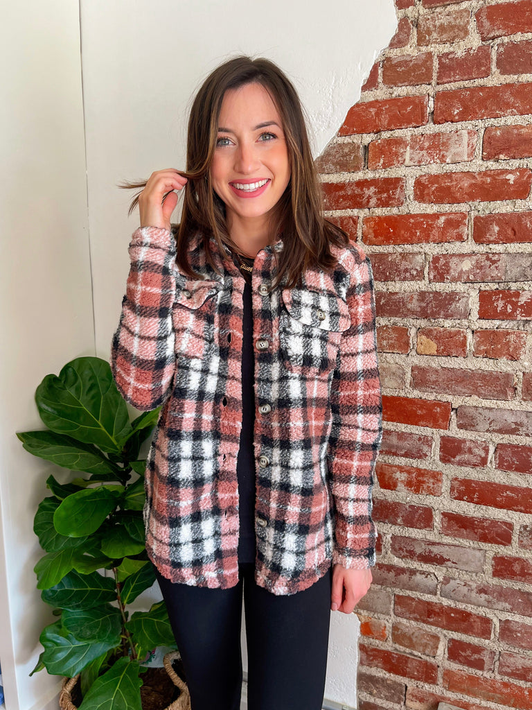 My Comfy Plaid Shacket in Pink-Carolyn Jane's Jewelry