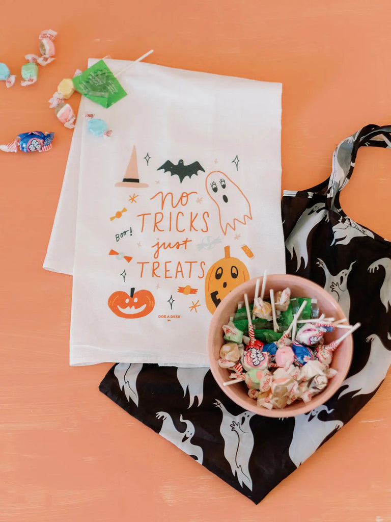No Tricks Just Treats Halloween Flour Sack Towel-Carolyn Jane's Jewelry