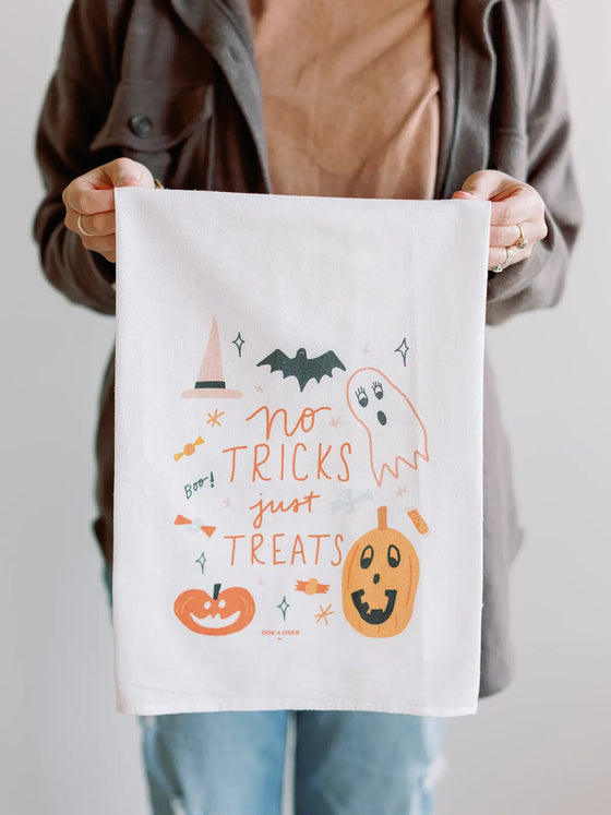 No Tricks Just Treats Halloween Flour Sack Towel-Carolyn Jane's Jewelry