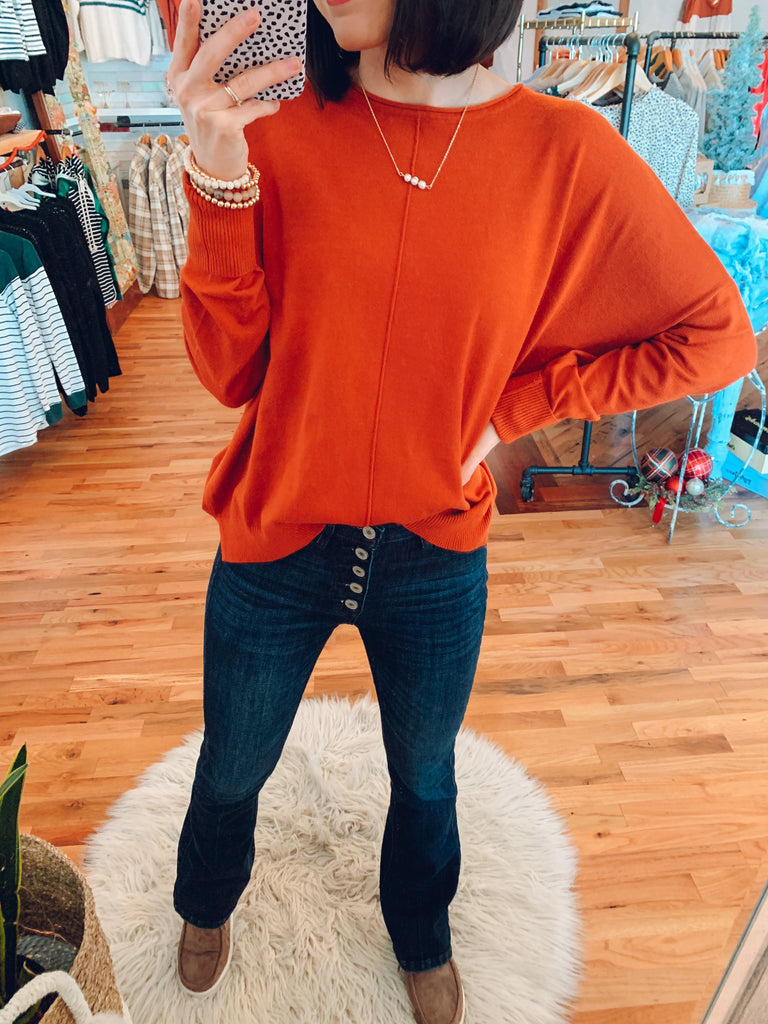 Petite Butter Soft Sweater in Pumpkin-sweater-Carolyn Jane's Jewelry