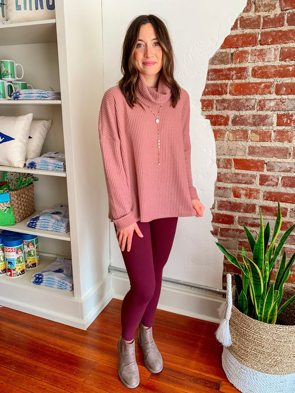 Rylee Soft Waffle Top in Mauve-Top-Carolyn Jane's Jewelry