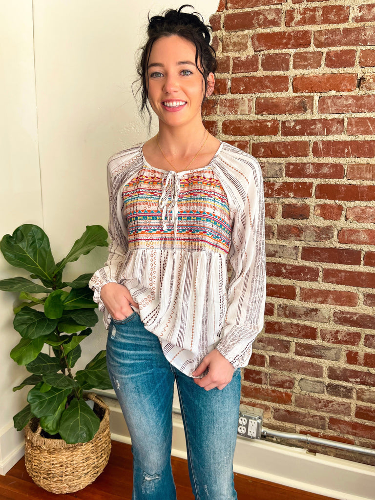 Spring Ivory Embroidery Top-Top-Carolyn Jane's Jewelry