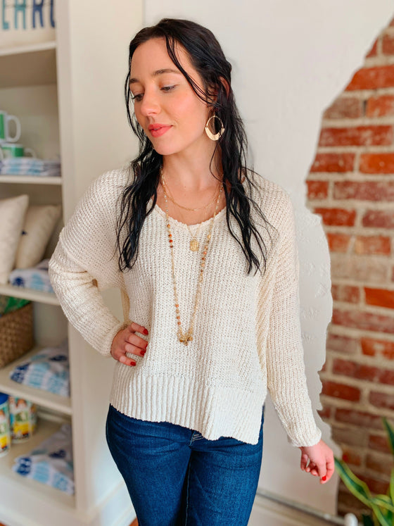 The Classic Ivory Knit Sweater-Top-Carolyn Jane's Jewelry